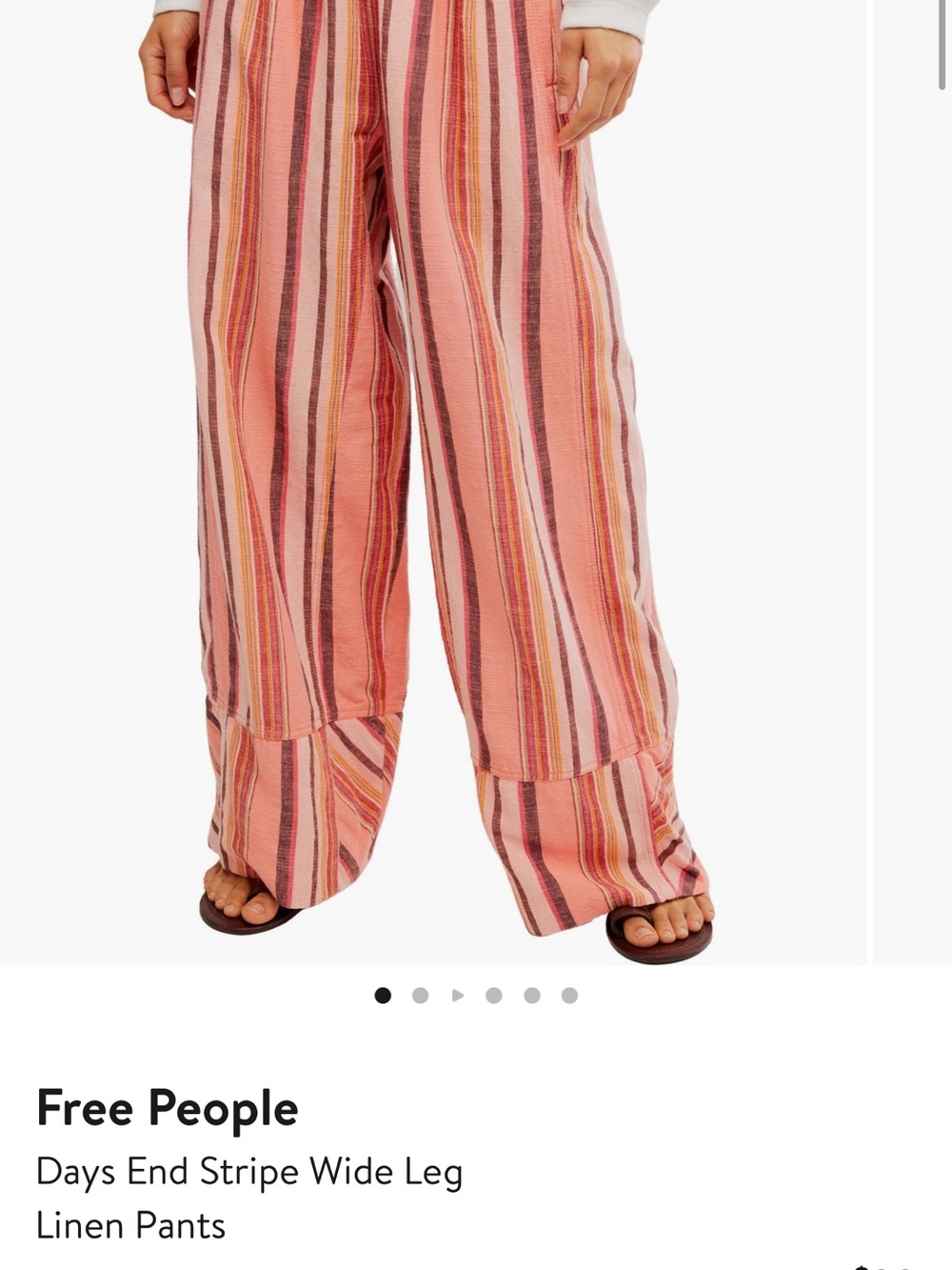 Free People Days End Stripe Wide Leg Linen Pants